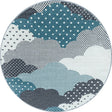 Round children's floor rug - Bambi Clouds Blue