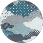 Round children's floor rug - Bambi Clouds Blue