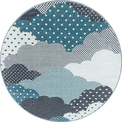 Round children's floor rug - Bambi Clouds Blue