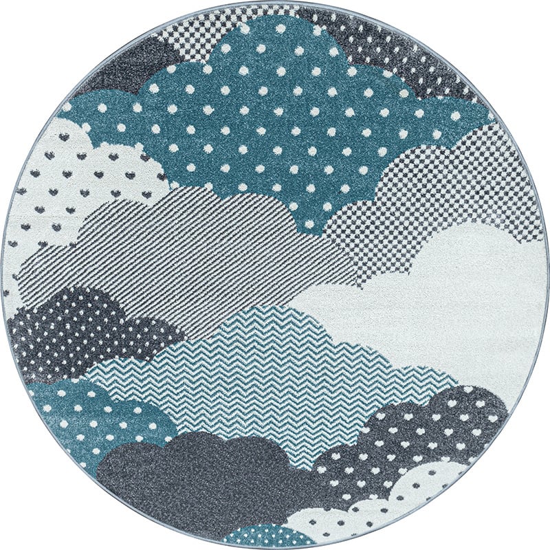 Round children's floor rug - Bambi Clouds Blue