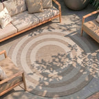 Round Outdoor Rug – Sierra Frame Beige/Cream