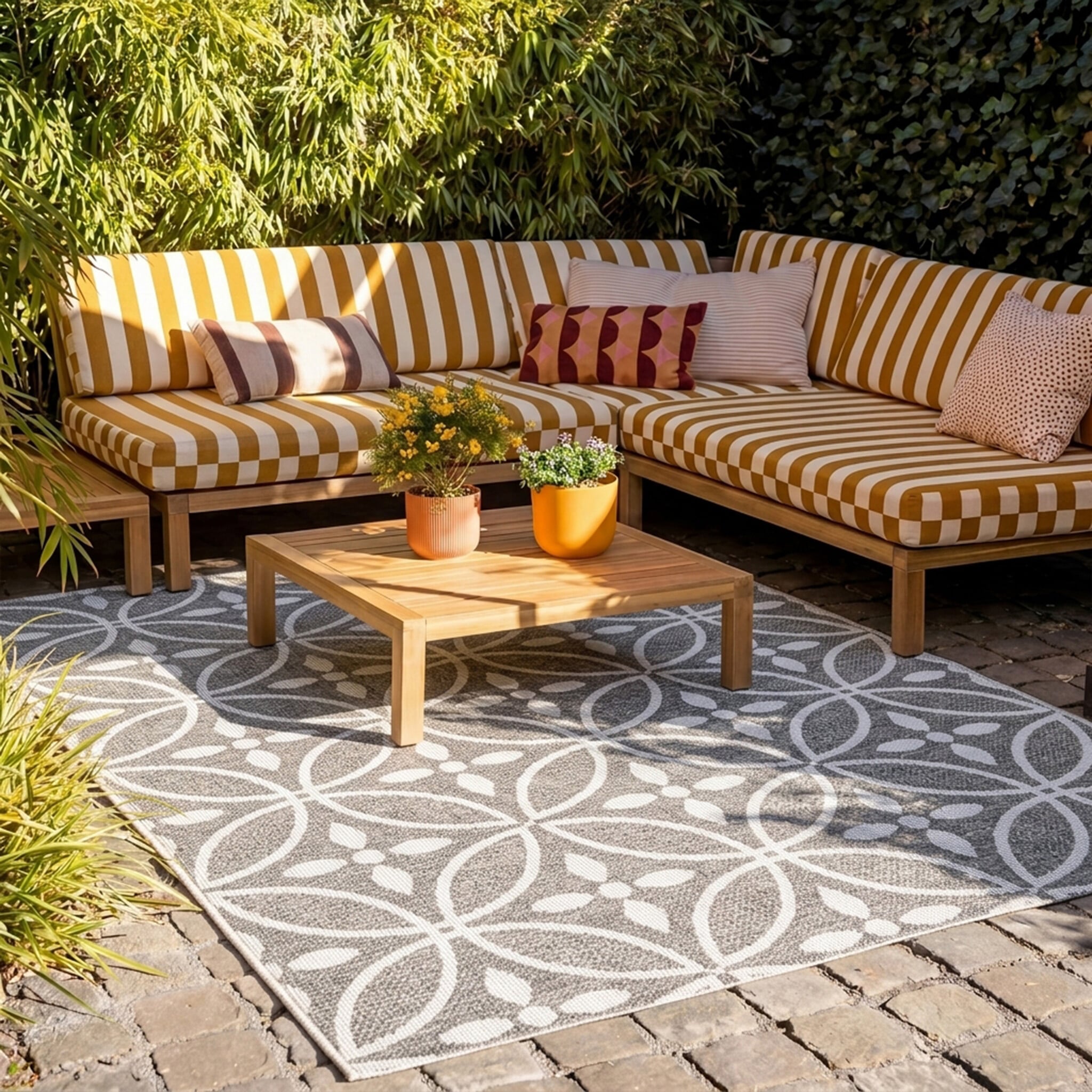 Outdoor Rug - Summer Pattern Grey