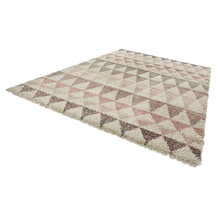 High-pile floor rug - Allure Triangle Cream/Pink