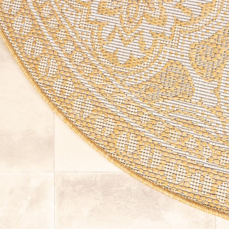 Round Outdoor Rug - Summer Oriental Yellow