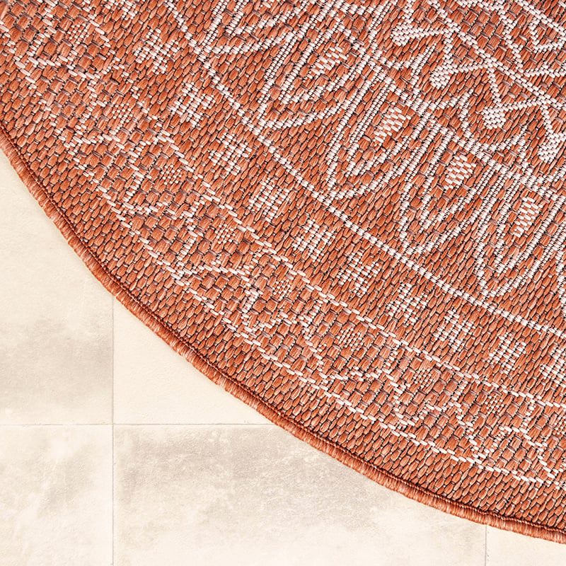 Round Outdoor Rug - Summer Azteca Terra