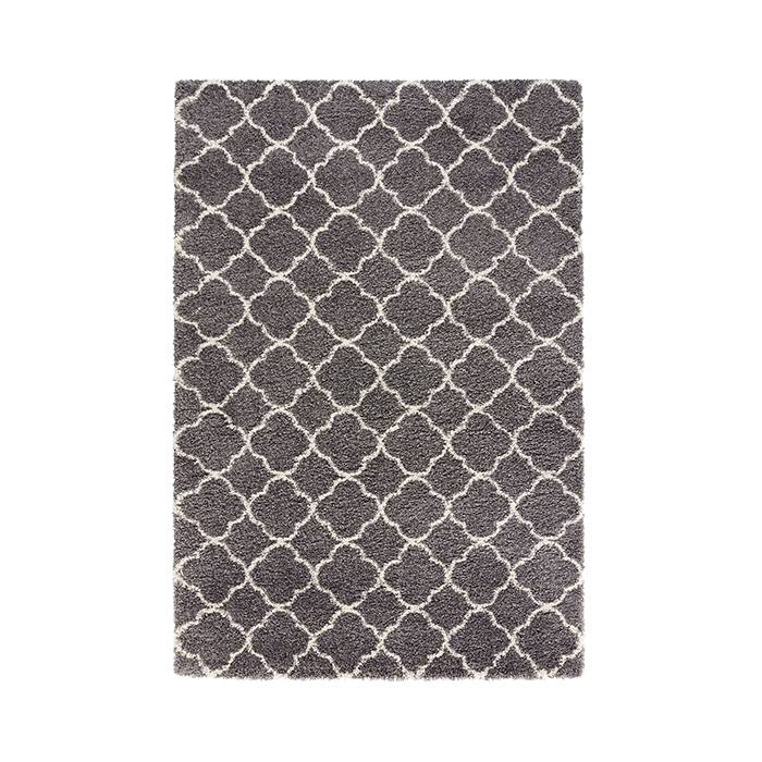 High-pile floor rug - Hamar Rings Grey/Cream