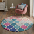 Round modern floor rug - Illo Rosella Pink/Blue