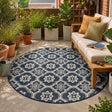 Round Outdoor Rug – Rio Flower Blue