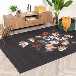 Floral Rug - Florine Black/Blue