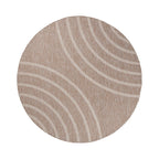 Round Indoor & Outdoor Rug - Sierra Curves Beige/Cream