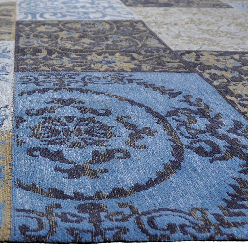 Patchwork floor rug - Delany Gray/Blue