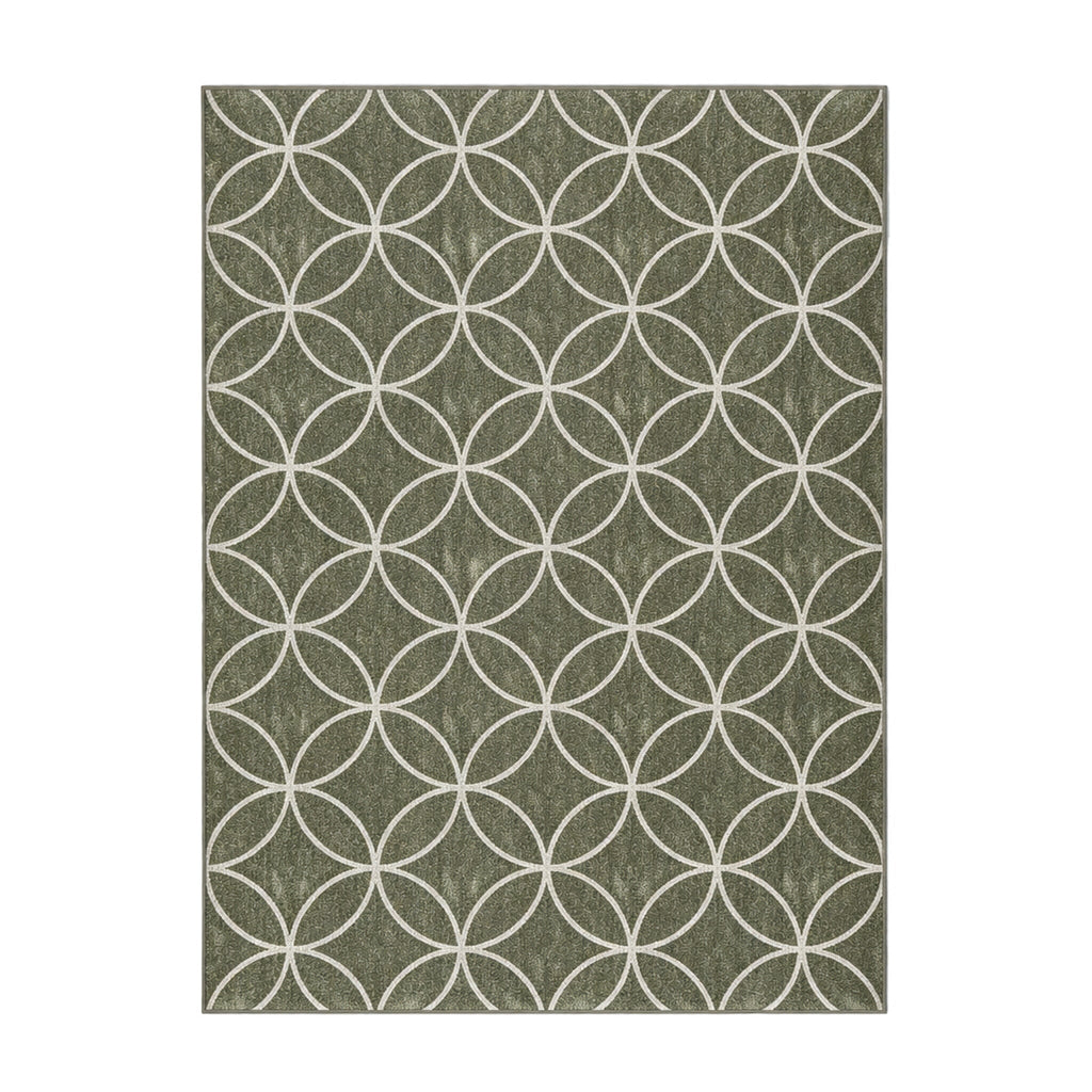 Geometric Outdoor Rug – Faro Ripple Green/White