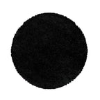 Round high-pile floor rug - Softy Black