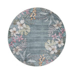 Round outdoor rug flowers - Poppy Olive green