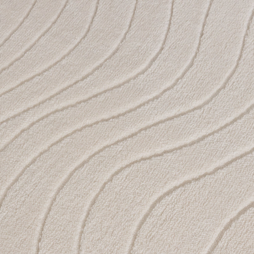 Round Scandinavian Rug - Charm Waves White