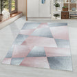 Low-Pile Floor Rug - Smoothly Design Pink/Gray