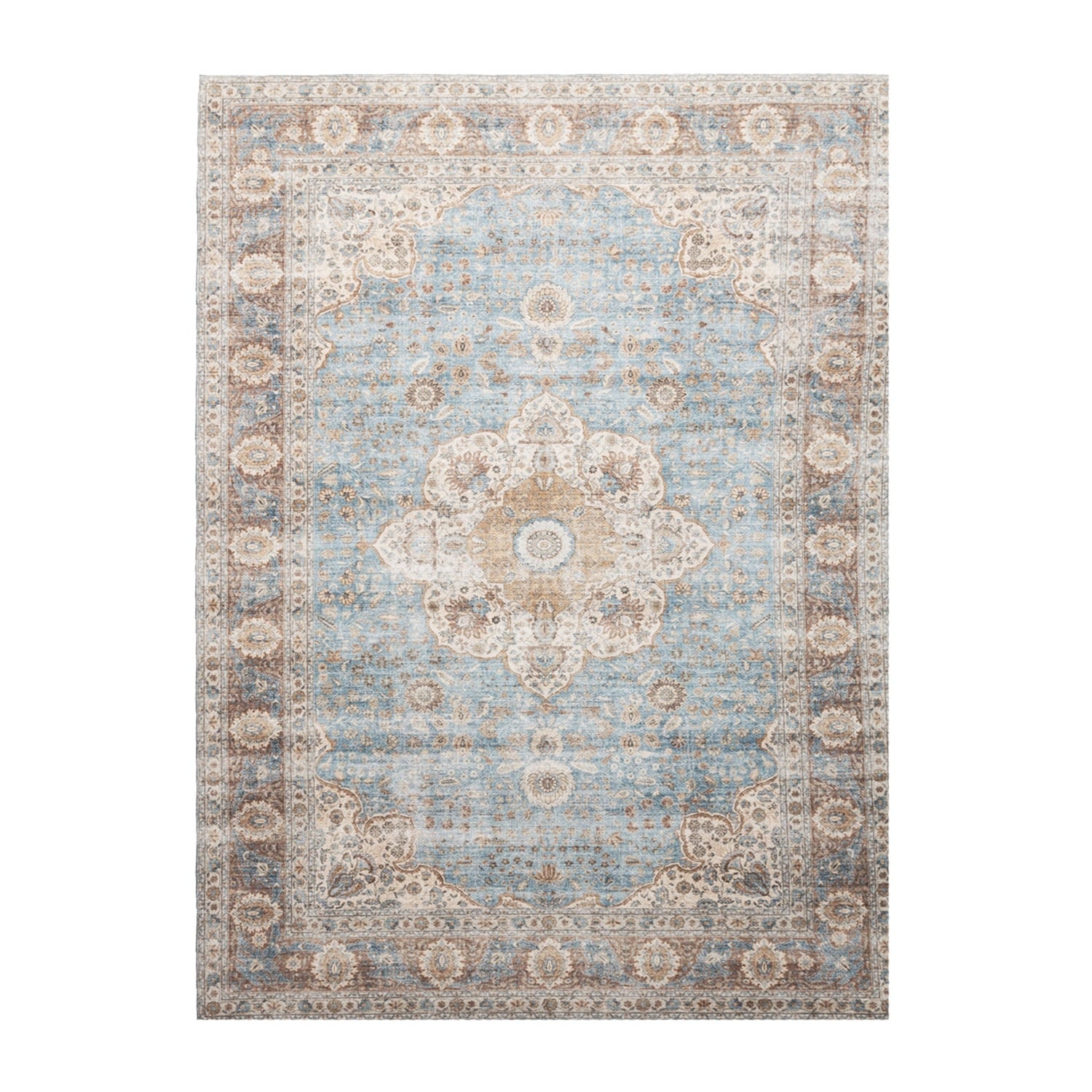 Indoor Outdoor Rug - Kairo Medallion Light Blue/Cream
