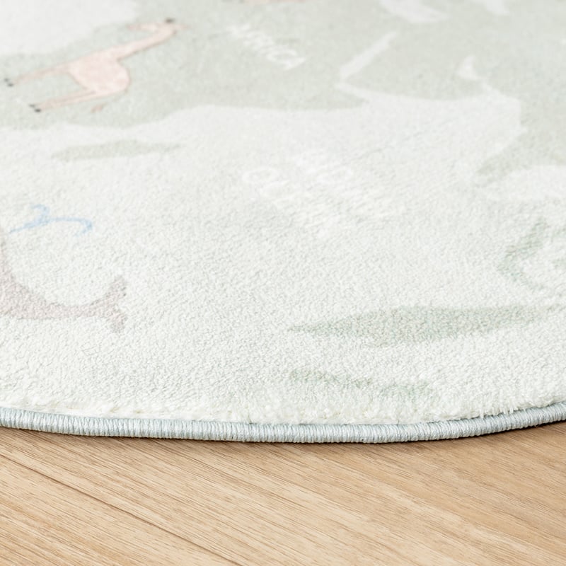 Round Kids Rug - Globe Mint