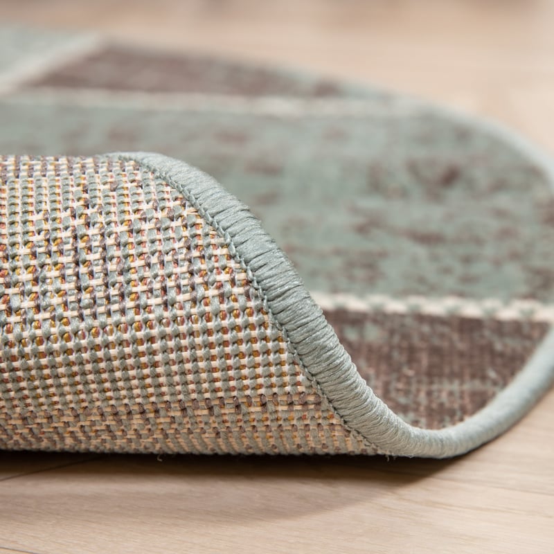 Round Patchwork Rug - Spring Green/Grey
