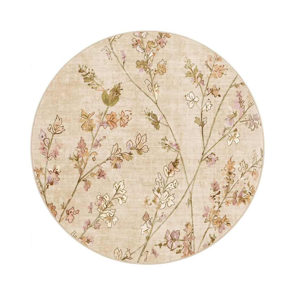 Round washable rug - Misty Floral Cream