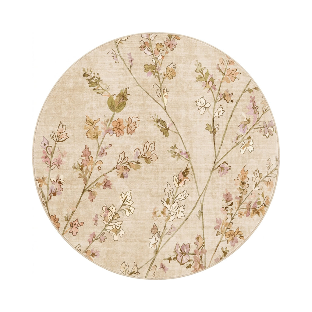 Round washable rug - Misty Floral Cream
