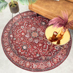 Round Vintage Rug - Imagine Medallion Red