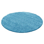 Round High Pile Rug - Solid Turquoise