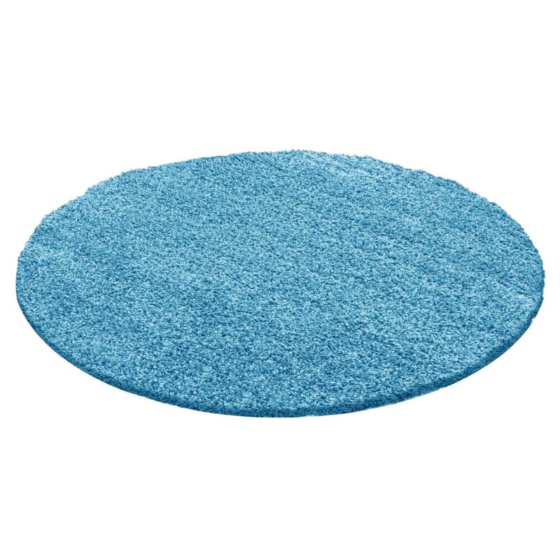 Round High Pile Rug - Solid Turquoise