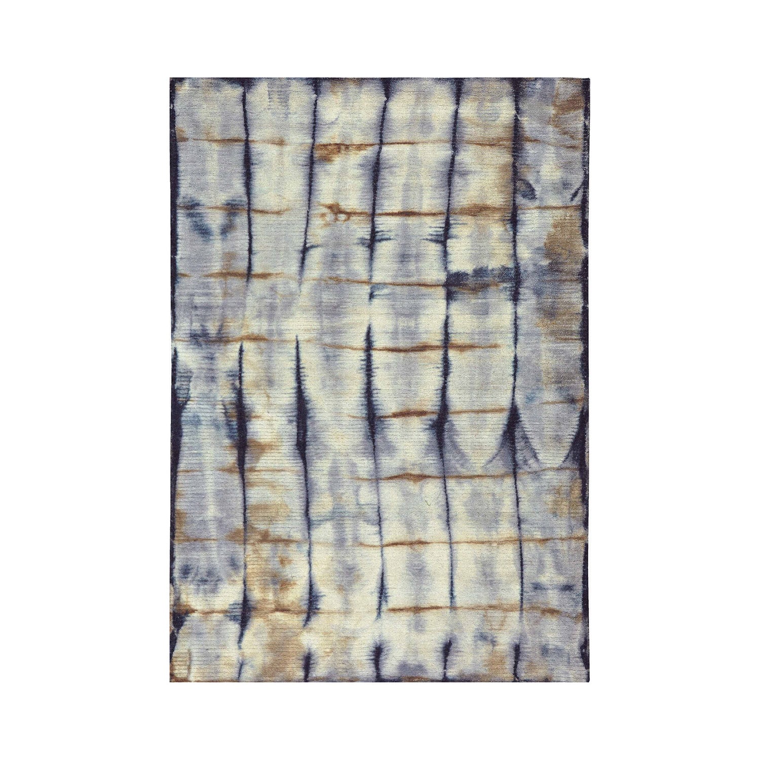 Wool floor rug - Tiphaine Blue/Ochre Yellow