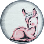 Round children's floor rug - Bambi Deer Pink