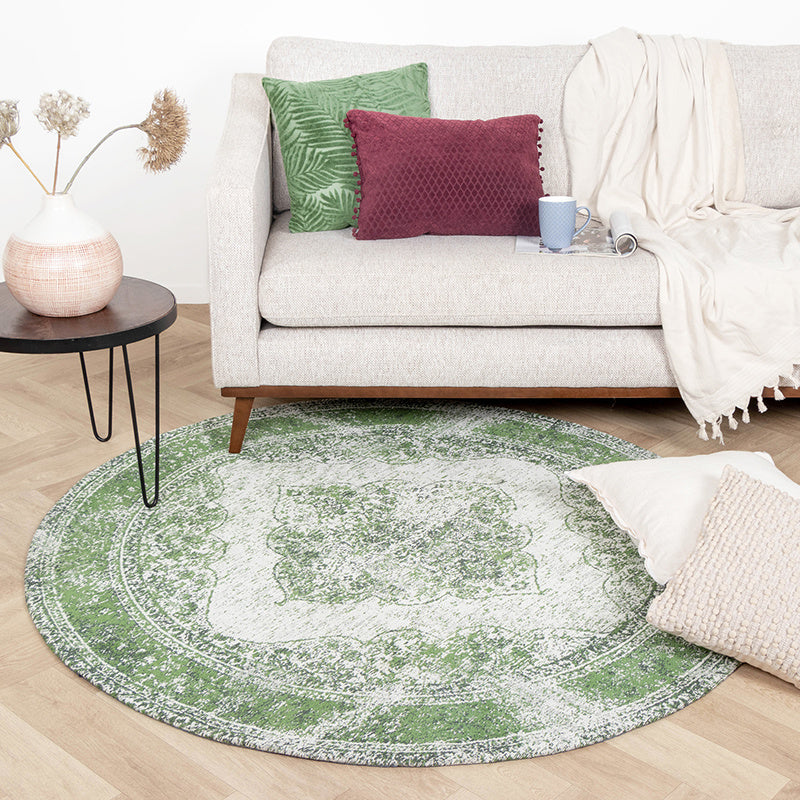 Round Vintage Rug - Admire Green