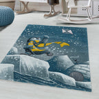 Children's floor rug - Fleurtje Penguin Blue