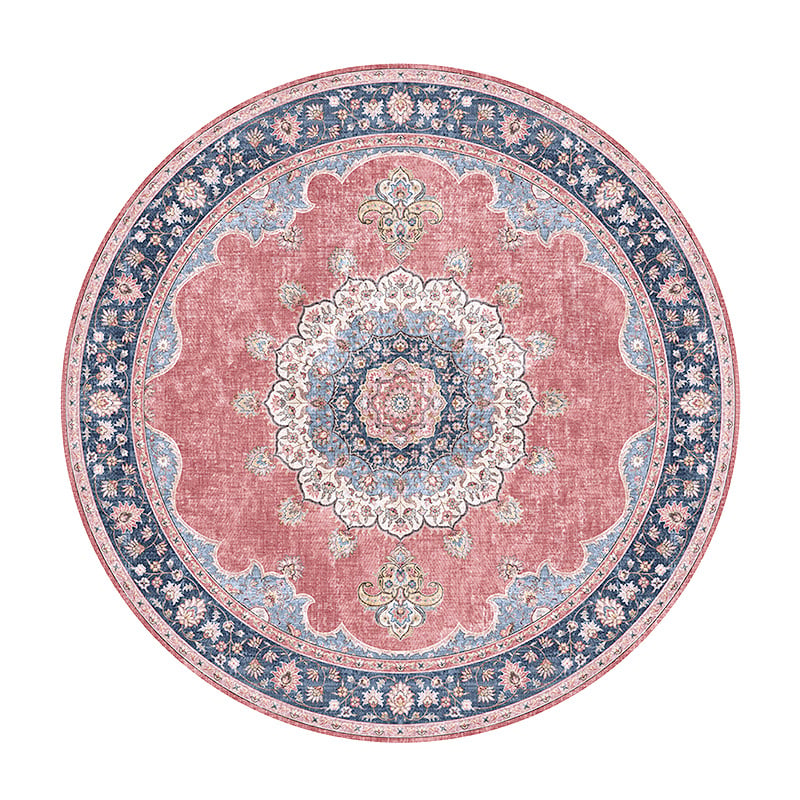 Round Vintage Rug - Lily Medallion Red/Pink