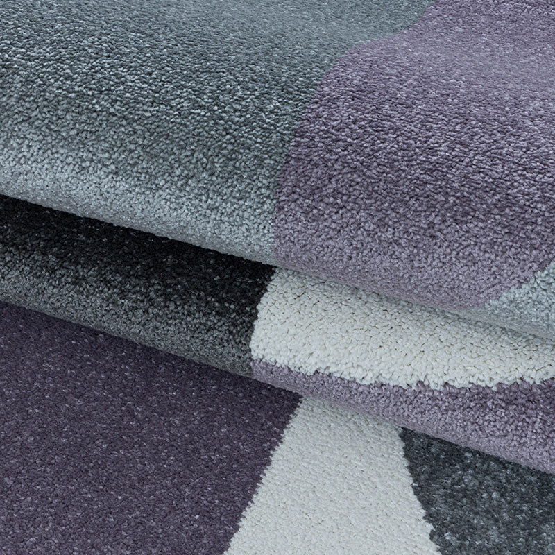 Retro Floor Rug - Stencil Forms Purple/Grey