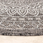 Round Outdoor Rug - Summer Azteca Grey