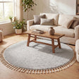 Round High Pile Rug - Lofty Fringe Light Grey