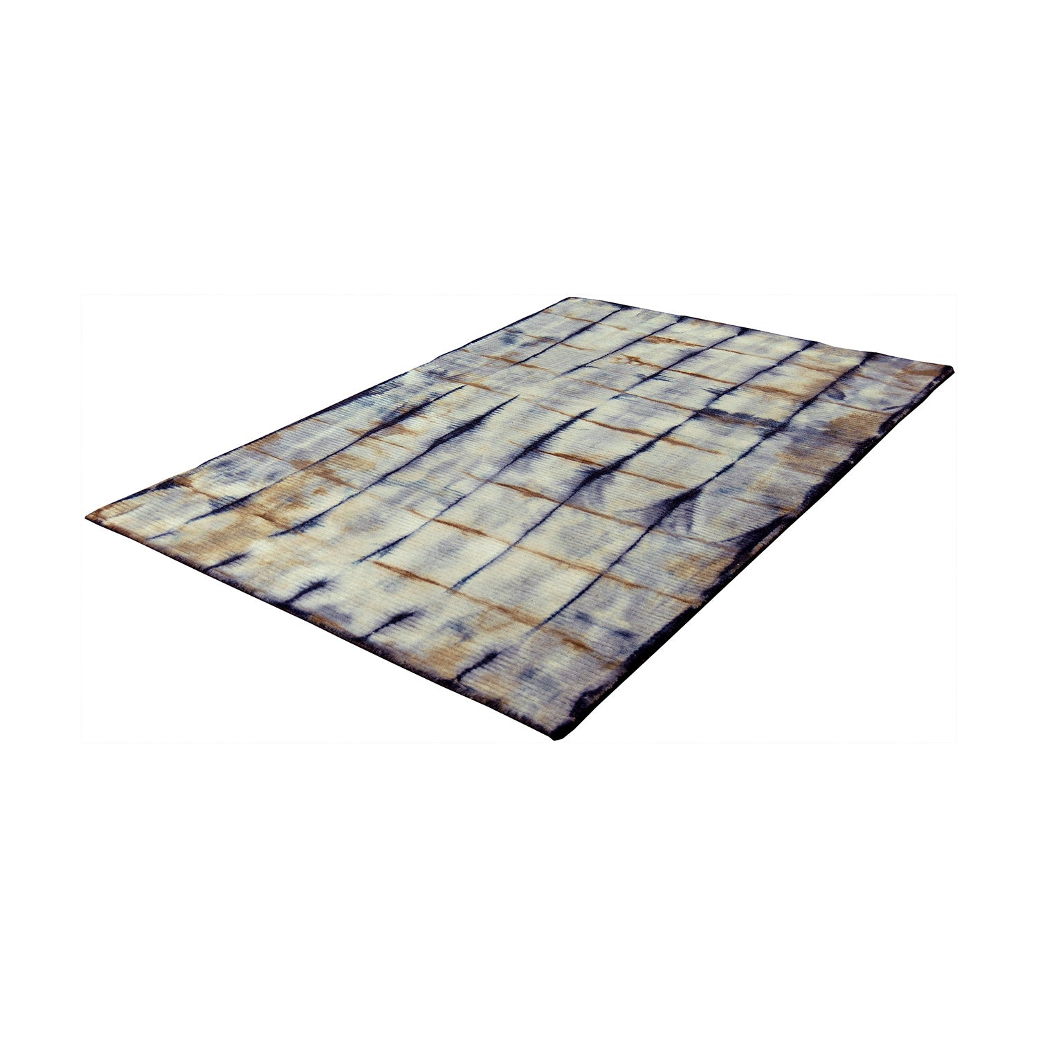 Wool floor rug - Tiphaine Blue/Ochre Yellow