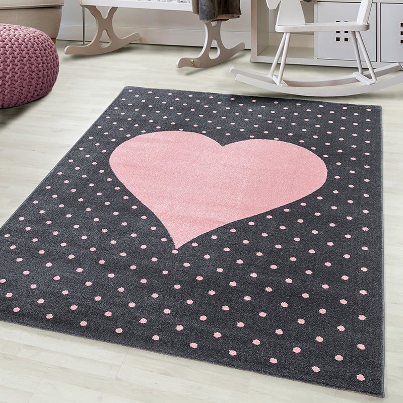 Children's floor rug - Bambi Heart Pink
