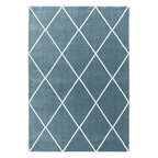 Low-pile floor rug - Smoothly Lines Blue/White