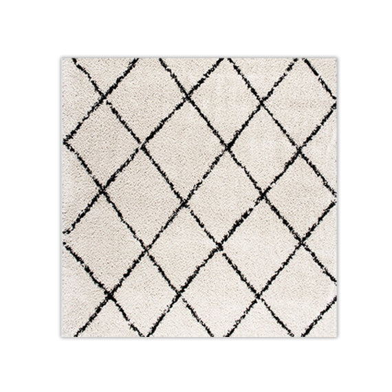 Square High Pile Rug - Grand Lines Cream/Black