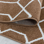 Retro Floor Rug - Stencil Pattern Brown/White