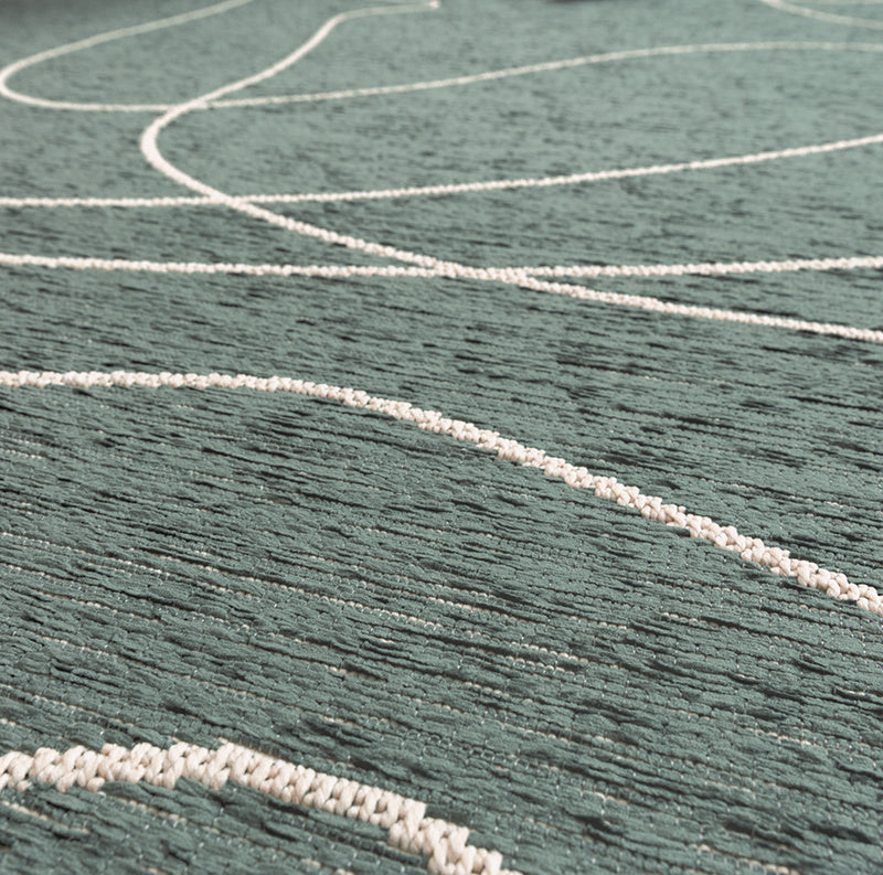 Modern Outdoor Rug - Porto Lines Dark Green