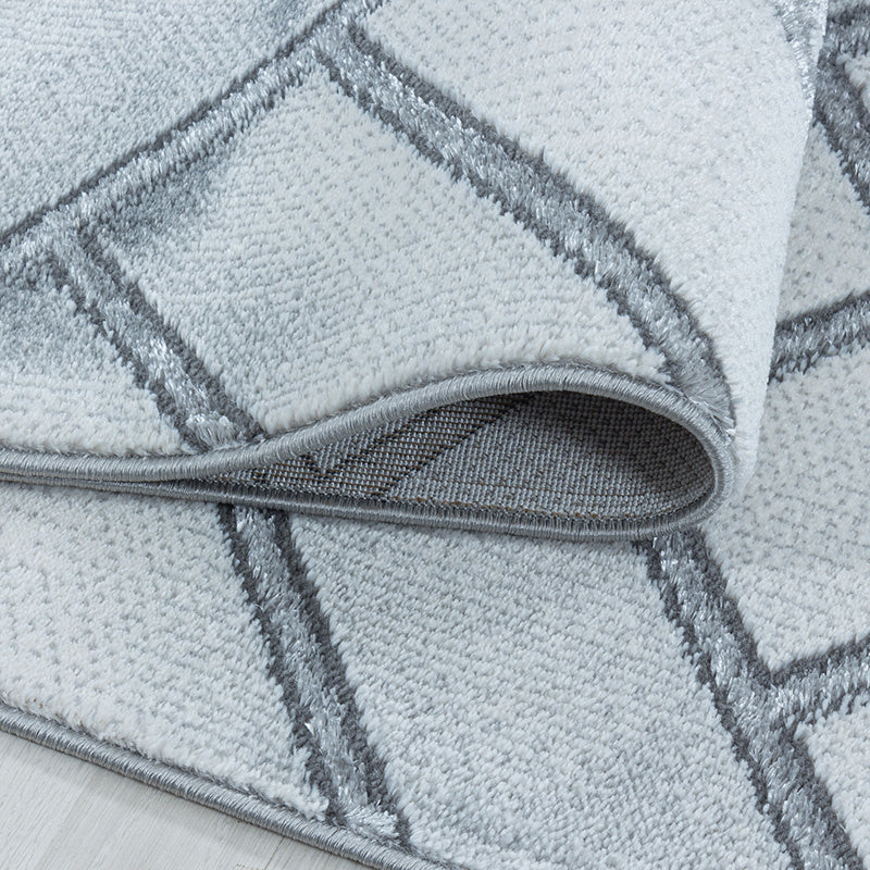 Modern Floor Rug - Marble Pattern Grey/Silver