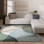 Wool Abstract Rug - Clarice Olive Green/Mint