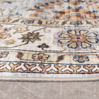 Round Vintage Outdoor Rug - Santo Flora Light Grey