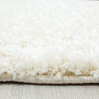 Round High-Pile Rug - Life Cream/White
