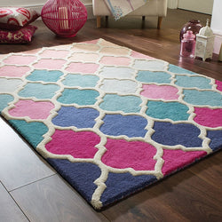 Modern floor rug - Illo Rosella Rose/Blue