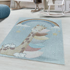 Children's floor rug - Lucy Giraffe Blue