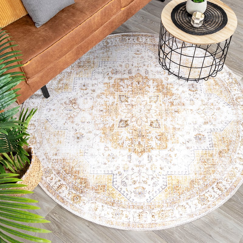Round Vintage Rug - Lago Yellow