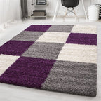 High-pile floor rug - Cube Purple